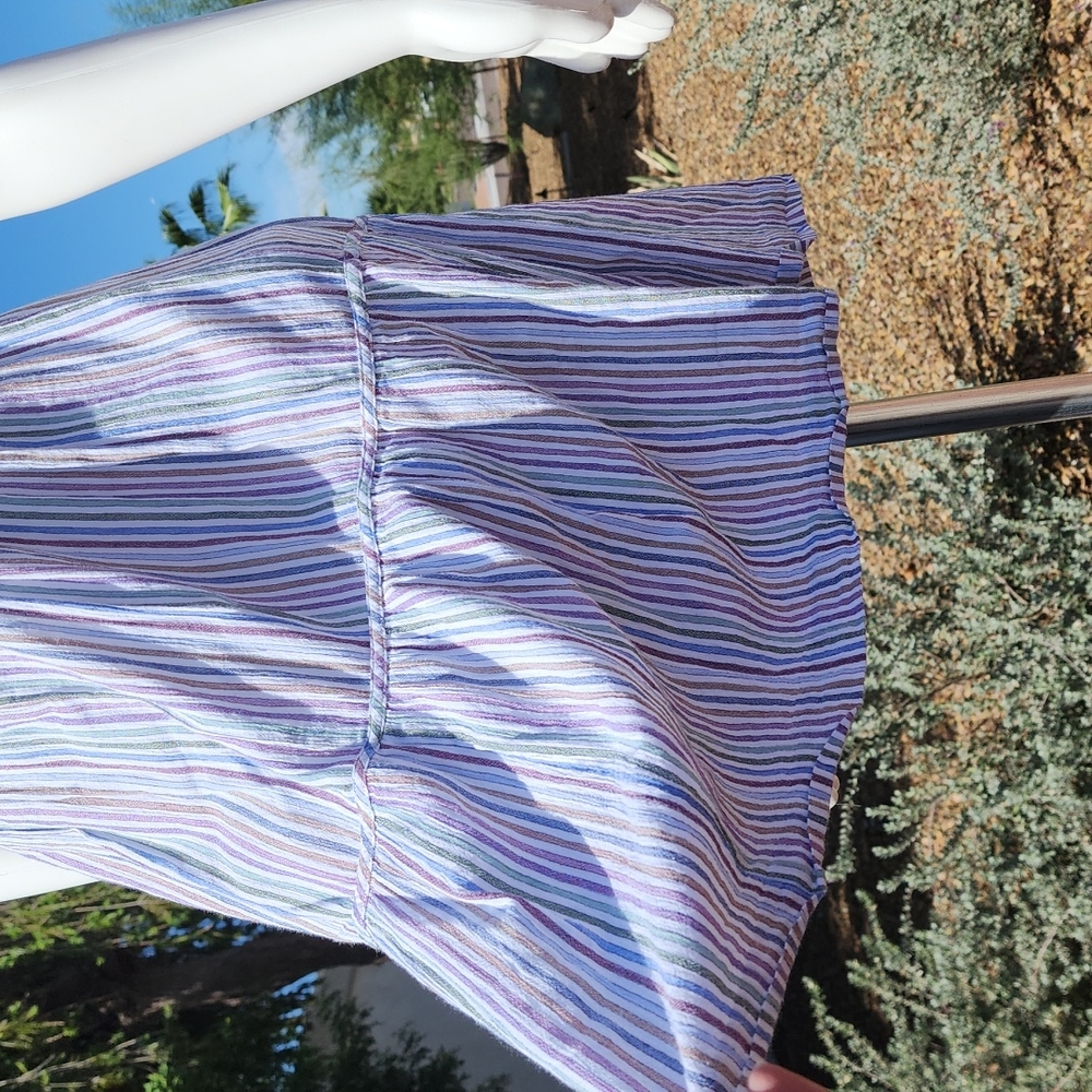 MADEWELL Striped Tiered Mini Dress XS Babydoll Swing Tunic Ruffle 100% Cotton - Picture 10 of 15